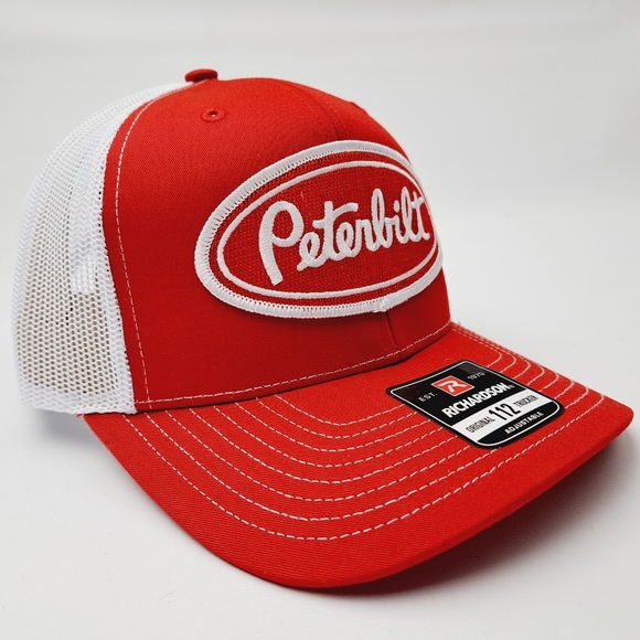 Peterbilt Richardson 112 Trucker Embroidered Patch Hat Cap Mesh Snapback Red - Picture 3 of 4